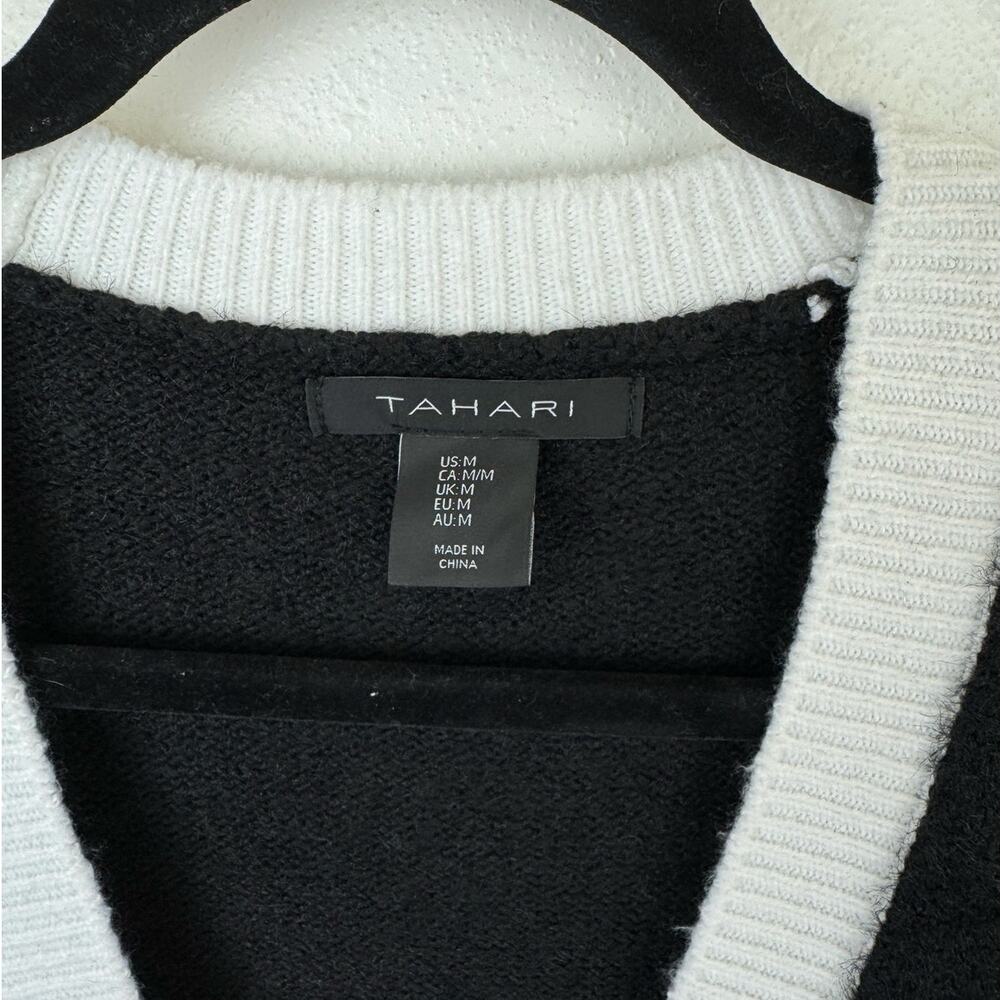 Tahari Black Cardigan Sweater Gold Buttons Sz Medium